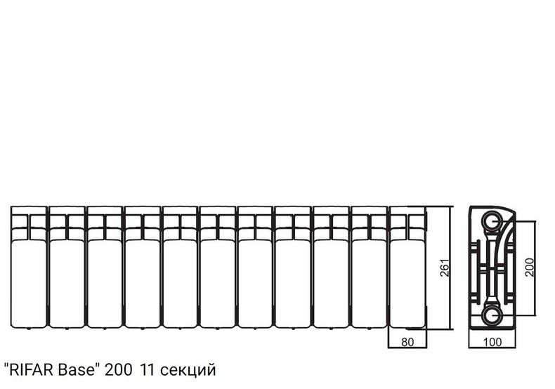 Радиатор биметаллический RIFAR Base 200 - 11 секций